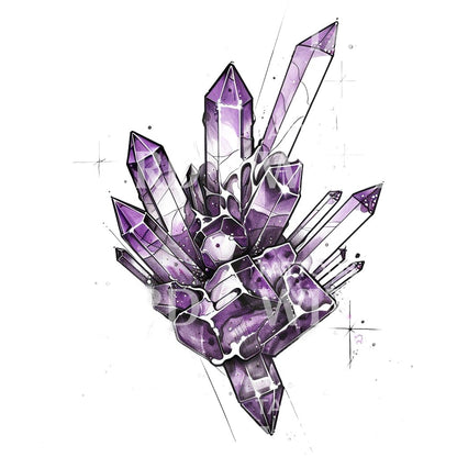 Cosmic Geometric Crystals Tattoo Design