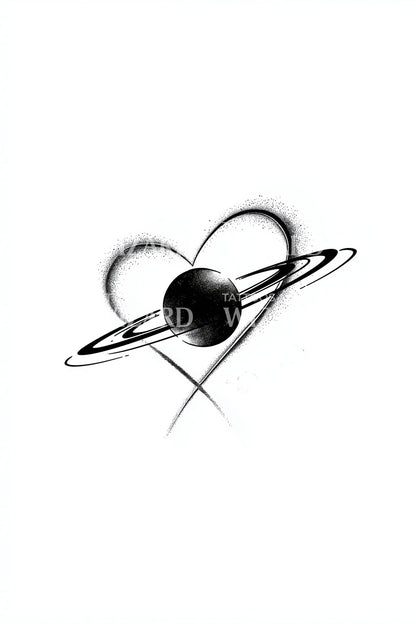 Design del tatuaggio anelli cuore cosmico