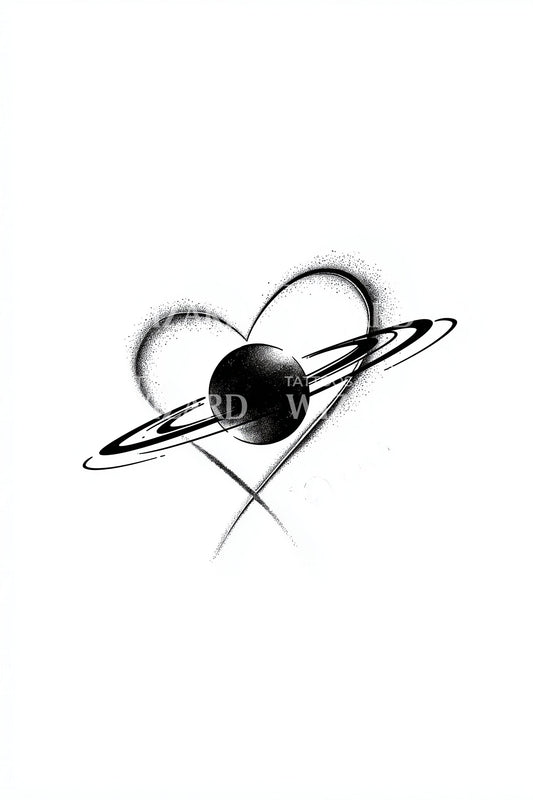 Design del tatuaggio anelli cuore cosmico