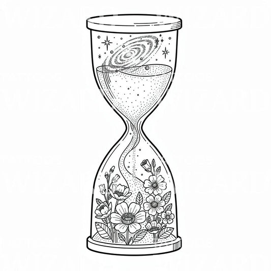 Cosmic Hourglass Tattoo Design