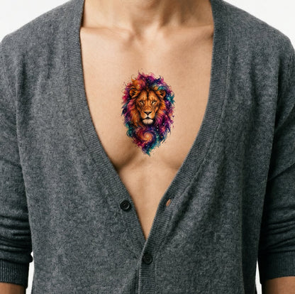 Cosmic Lion Tattoo Design