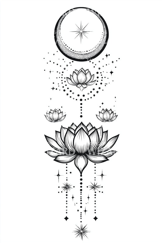 宇宙莲花轨道纹身设计