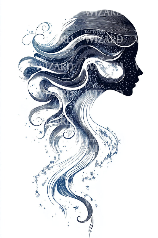 Cosmic Muse Flow Tattoo Illustration
