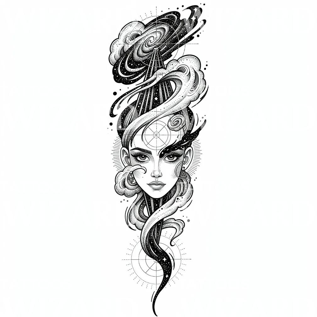 Cosmic Muse Tattoo Design