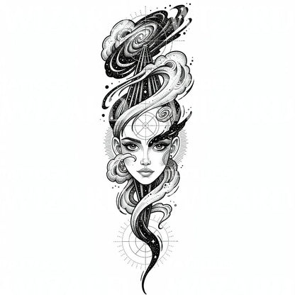Cosmic Muse Tattoo Design