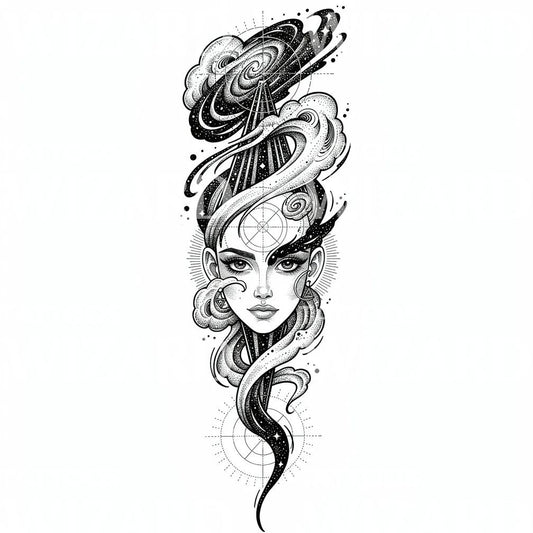 Cosmic Muse Tattoo Design