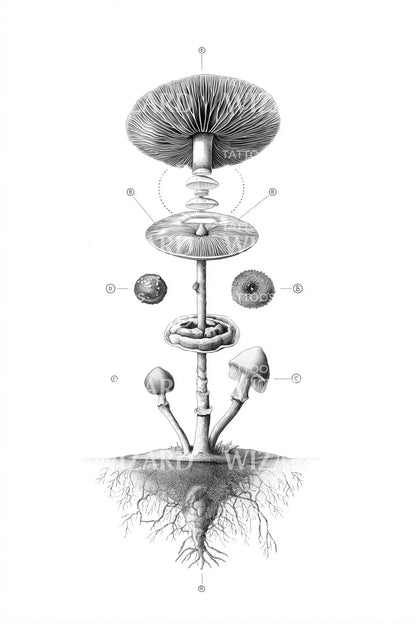 Cosmic Mushroom Totem Tattoo Design