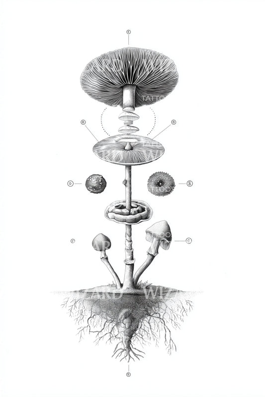 Cosmic Mushroom Totem Tattoo Design