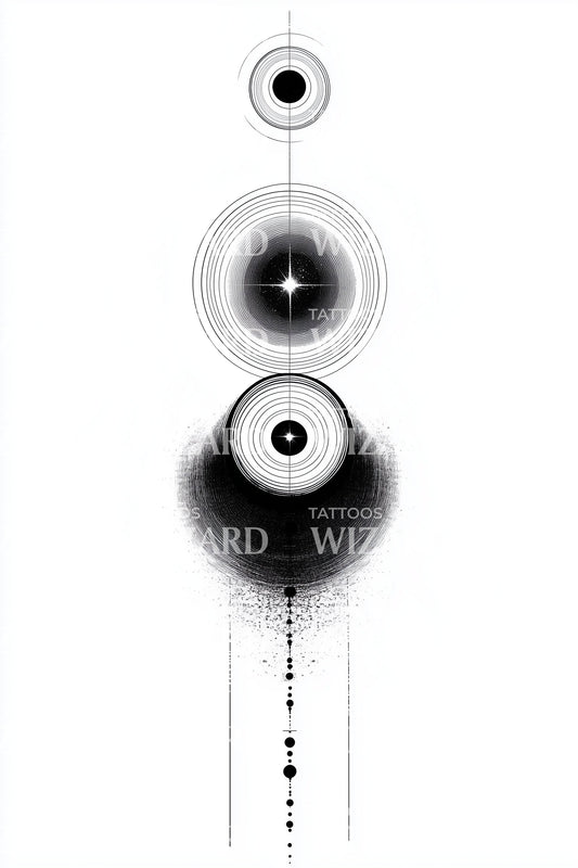 Cosmic Orb Alignment Tattoo Design