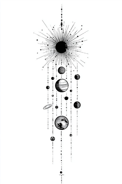 Cosmic Orbit Column Tattoo Design