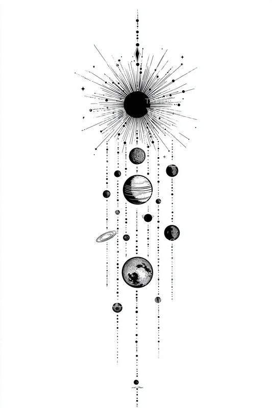 Cosmic Orbit Column Tattoo Design