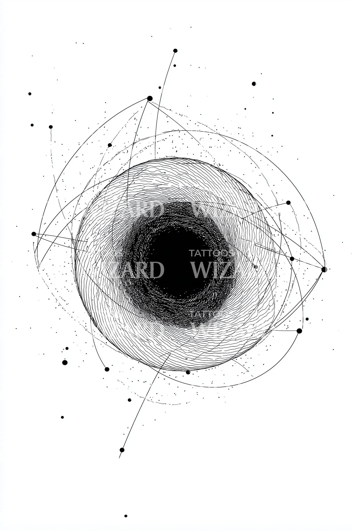 Cosmic Orbital Nebula Tattoo Illustration