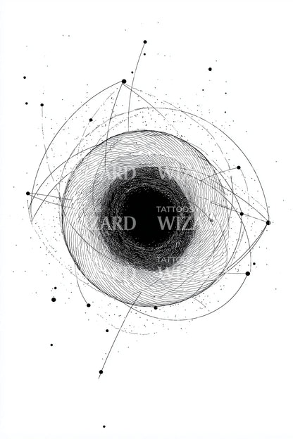 Cosmic Orbital Nebula Tattoo Illustration