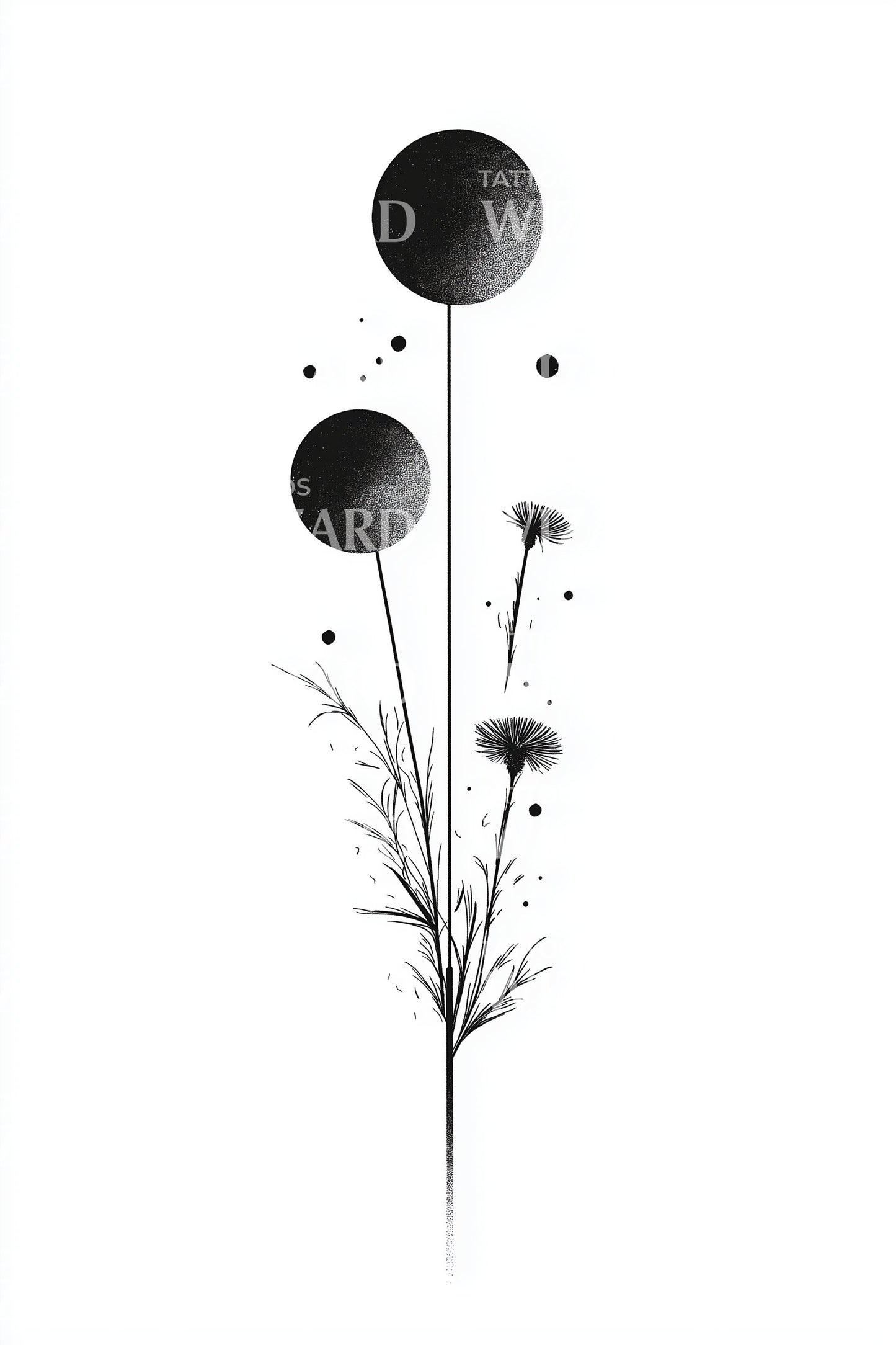 Design de tatouage fleurs sauvages orbes cosmiques