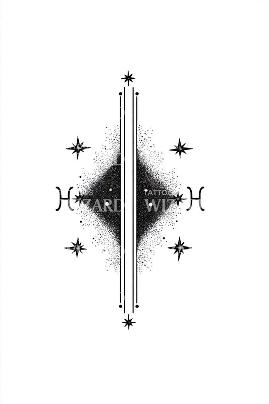 Cosmic Pillar Sigil Tattoo Design