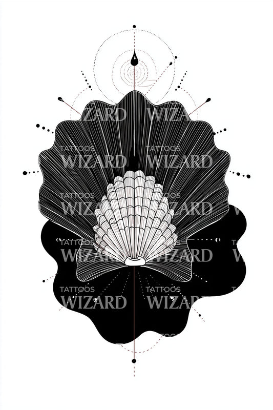 Kosmische Sint-Jakobsschelp Tattoo Illustratie