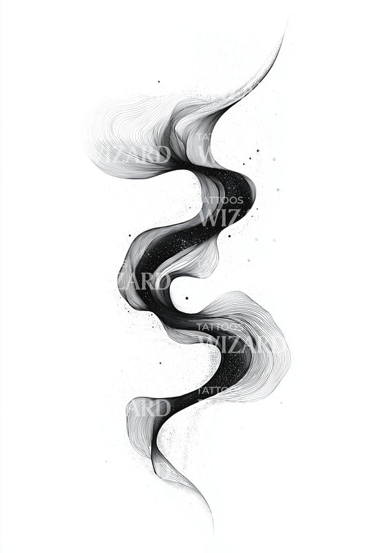Cosmic Smoke Trail Tattoo Design