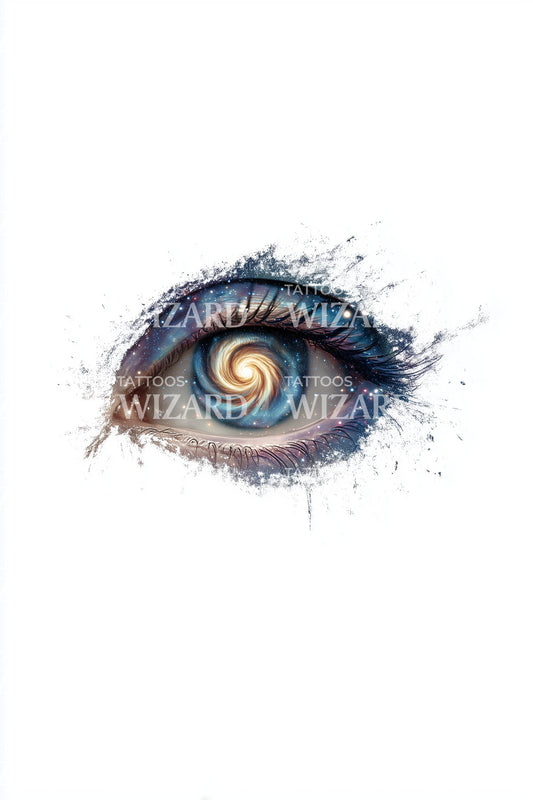 Cosmic Spiral Eye Tattoo Illustration