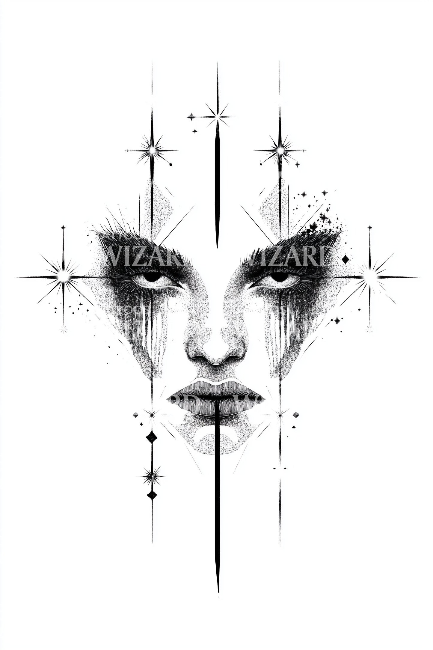 Cosmic Tears Portrait Tattoo Idea