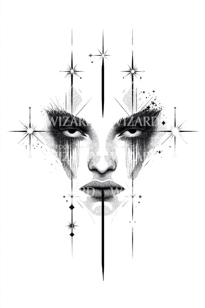 Cosmic Tears Portrait Tattoo Idea