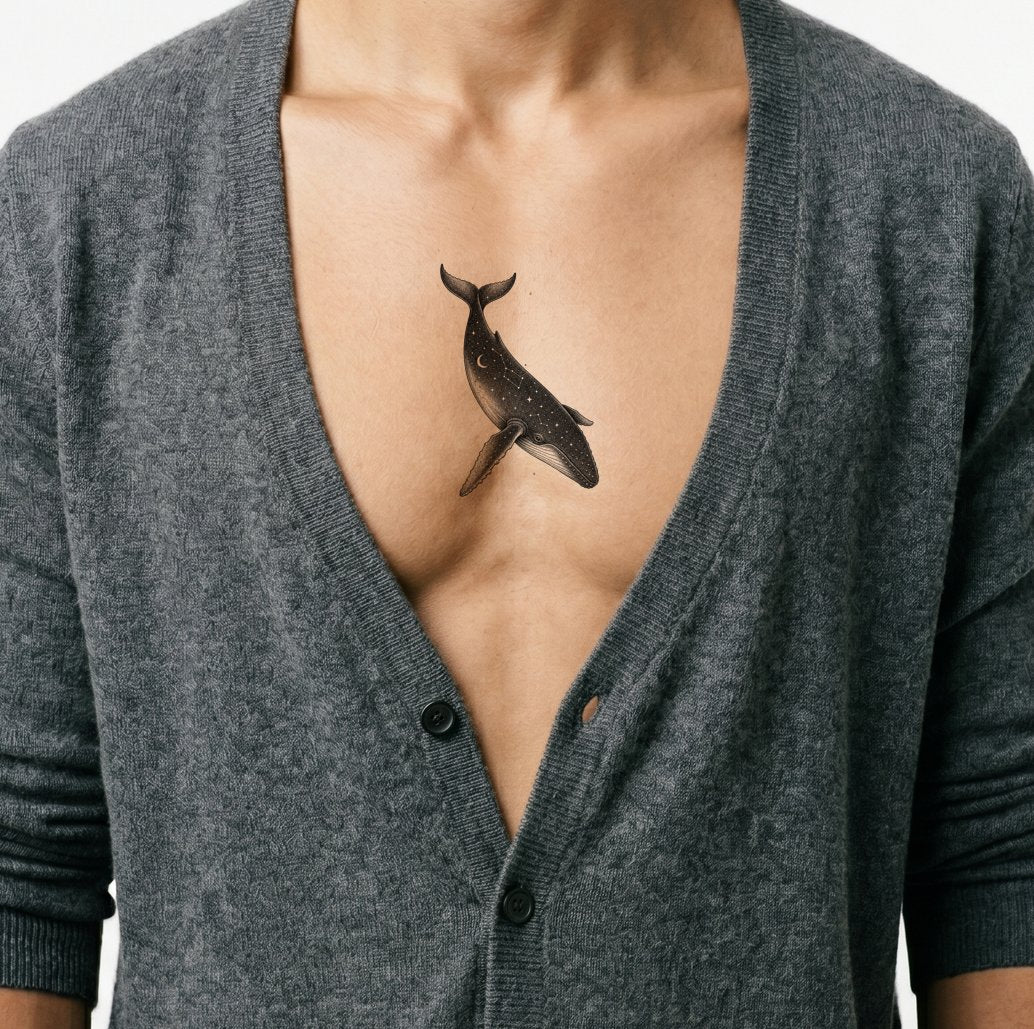 Cosmic Whale Tattoo Design