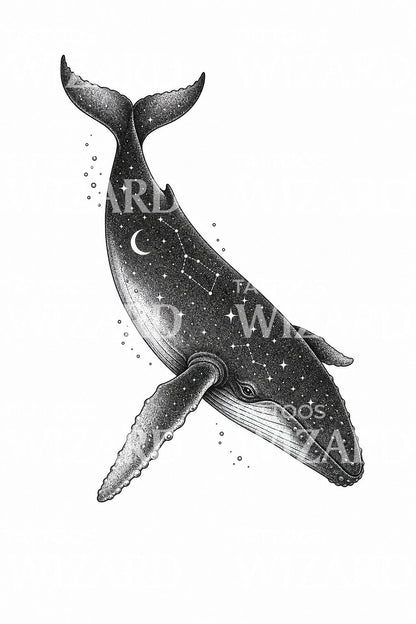 Cosmic Whale Tattoo Design