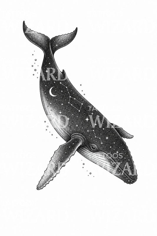Cosmic Whale Tattoo Design