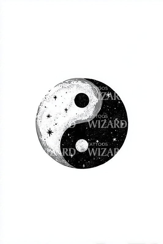 Kosmický Yin Yang tetovací motiv