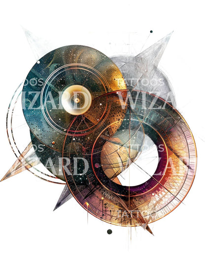 Cosmos Geometric Shapes Tattoo Design