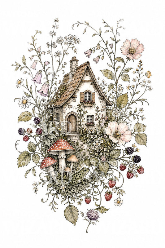 Cottage Flower Garden Tattoo Design