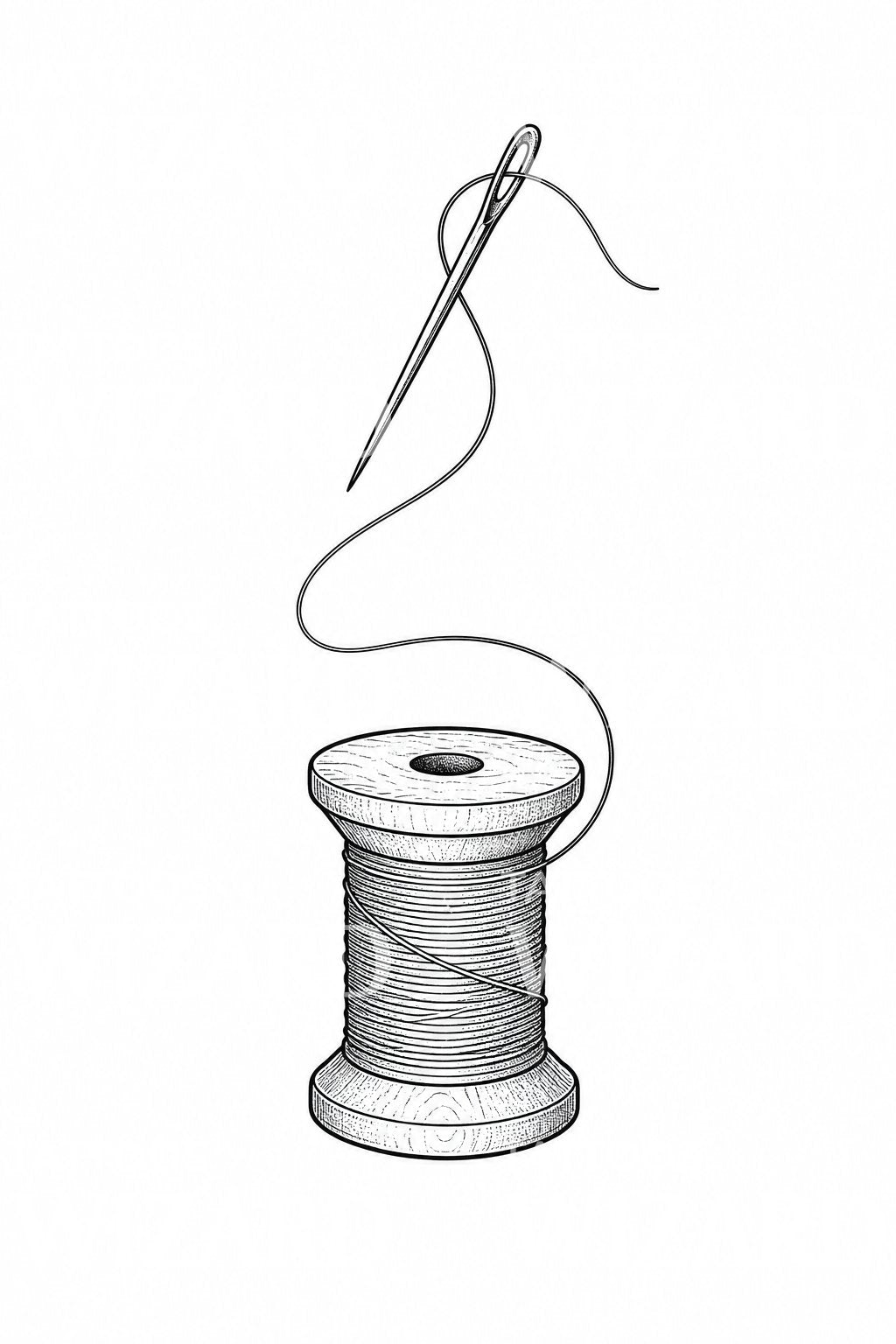 Tattoo-ontwerp met klosje en naald