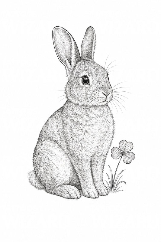 Design tatuaggio con coniglio cottontail