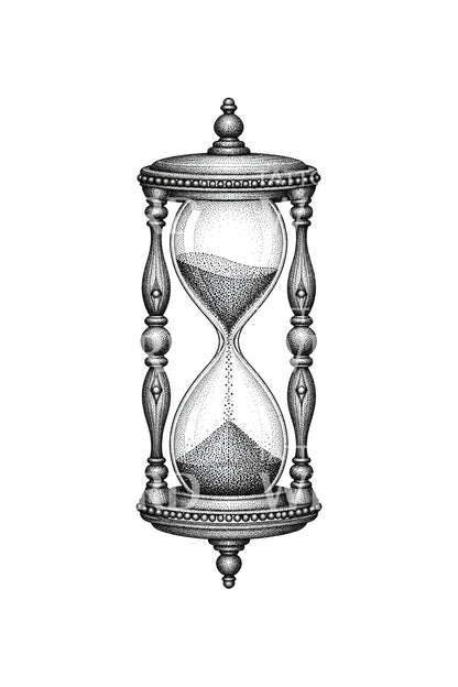 Counted Grains Hourglass Dotwork Tattoo Design