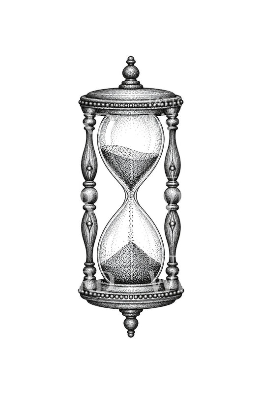 Counted Grains Hourglass Dotwork Tattoo Design