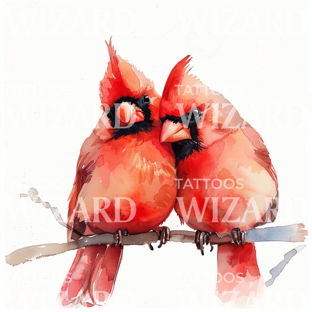 Couple of Birds Cuddling Tattoo Idea