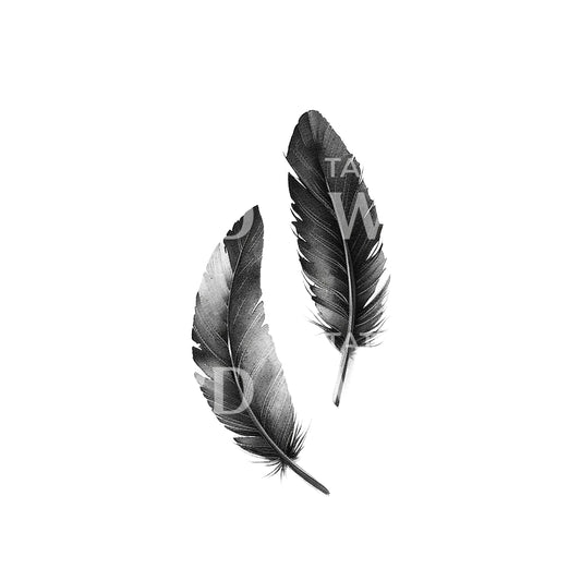 Couple of Feathers Floating Tattoo Design