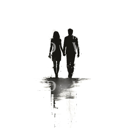 Couple Walking Silhouette Tattoo Design