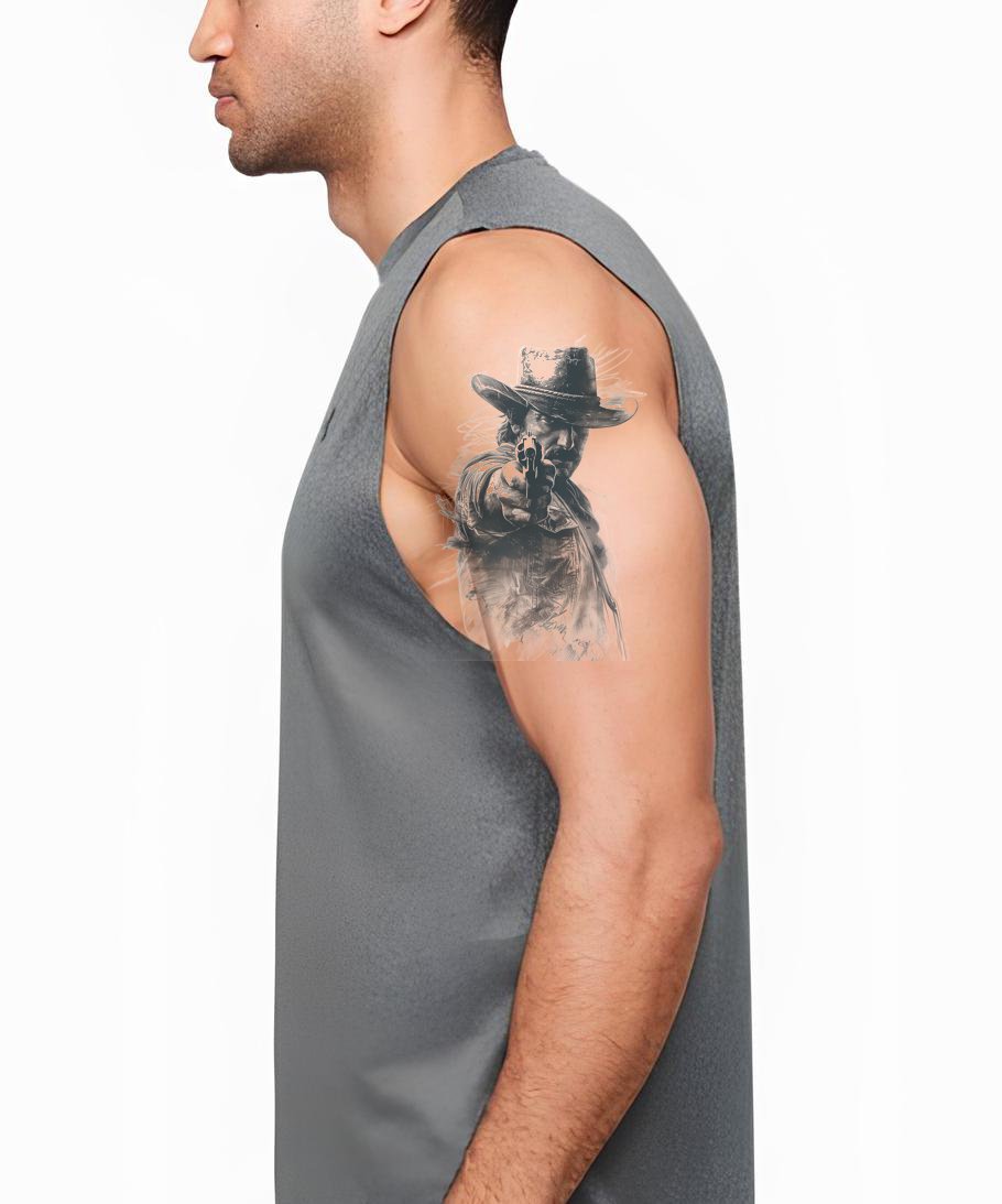 Cowboy mit Schießen Tattoo Design