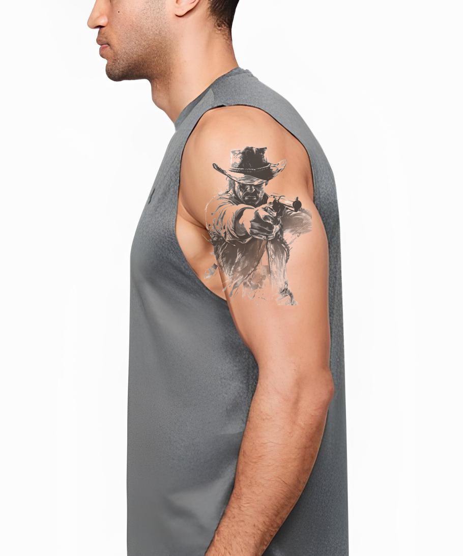 Design de Tatuagem do Cowboy do Texas Puxando o Gatilho