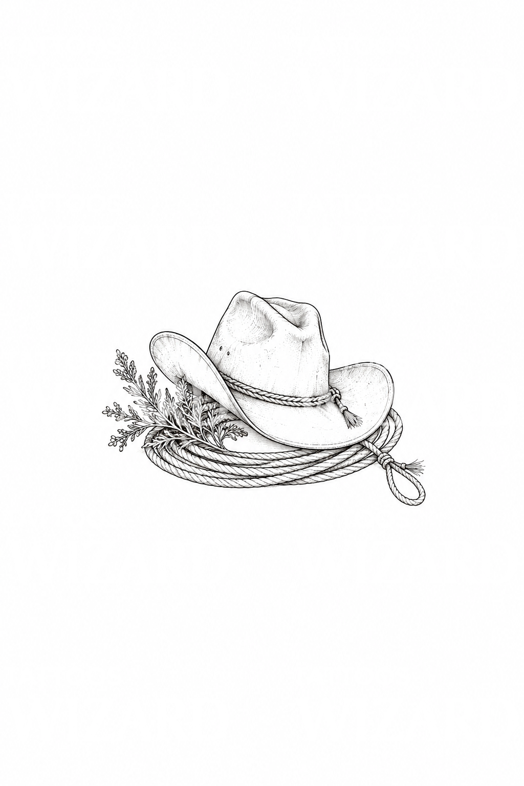 Cowboy Rope Writing Cowboy Hat and Lasso Fine Line Tattoo – Tattoos Wizard Designs