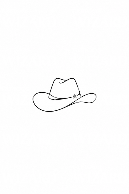 Cowboy Hat with Star Line Tattoo – Tattoos Wizard Designs