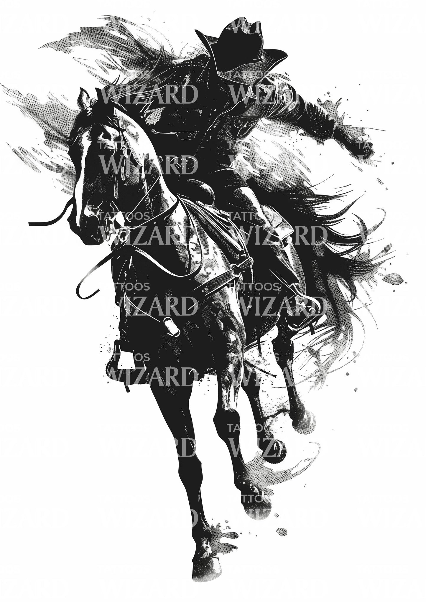 Cowboy Riding Fast Tattoo Design