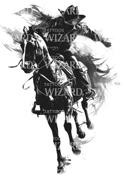 Cowboy Riding Fast Tattoo Design
