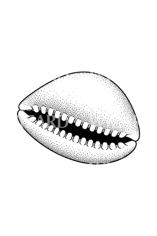 Desain Tato Cangkang Cowrie Dotwork
