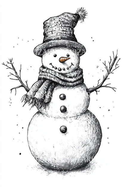 Cozy Winter Snowman Tattoo Illustration