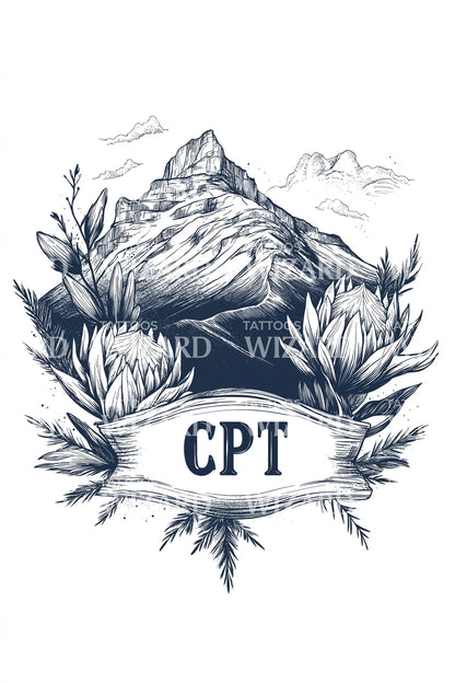 CPT Cape Protea Tattoo Illustration