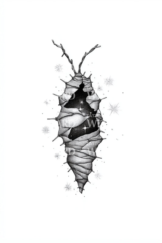 Idée de tatouage de papillon chrysalide fissurée