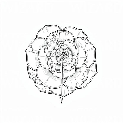 Diseño de tatuaje de reloj floral agrietado