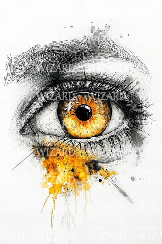 Cracked Iris Splash Tattoo Design