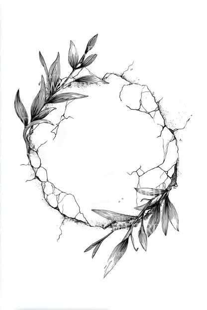 Cracked Laurel Wreath Tattoo Illustration